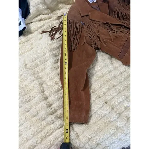 Women’s Vintage 80’s Fringe Leather Jacket Brown Western Express Size Large - Picture 12 of 16